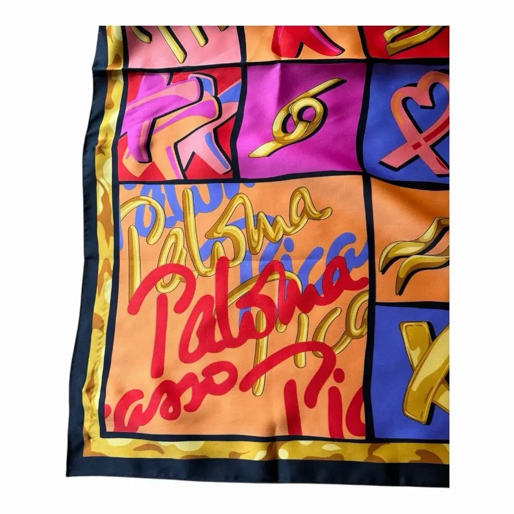 Vintage Paloma Picasso Parfums Astrological Scarf Italy 1980s Signed Designer - Picture 15 of 16